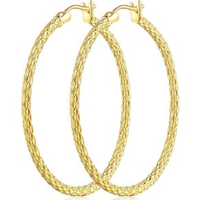 14k أقراط طارة ذهب للنساء الذهب والمجوهرات المرأة هوب أقراط المبهر الأطواق الكبيرة القرط 40*2 ملم in Kuwait