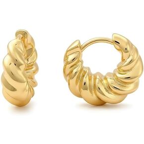 18K Gold Plated Mini Croissant Huggie Hoop Earrings – Hypoallergenic & Tarnish Resistant in Saudi Arabia