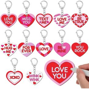 24 مجموعة من أدوات عيد الحب الحرفية الملونة الخاصة بك عيد الحب وحش مفاتيح DIY HEART WOOD HEARCAIN in Kuwait