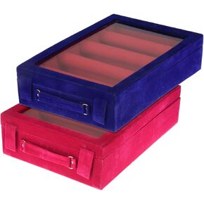 صندوق أساور مكون من 4 قضبان|صندوق مجوهرات خشبي|صندوق تزيين الزفاف|منظم سوار الزفاف المطلي بالمخمل للنساء والفتيات|عبوة من قطعتين (متعدد) in Kuwait