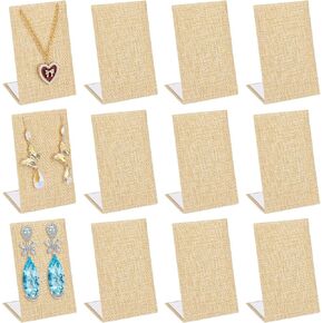 12 قطعة مجموعة عرض القرط من الكتان حامل عرض القرط على شكل حرف L منظم المجوهرات منظم الأقراط للمجوهرات المتدلية عرض الدعائم الخلفية المائلة 1.4 × 2.2 × 3 بوصة in Kuwait