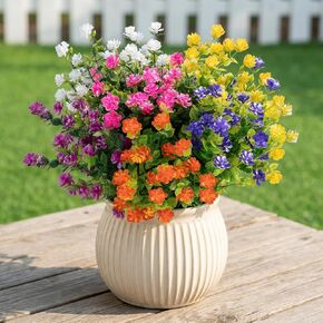 12 حزمة من الزهور الاصطناعية للأماكن الخارجية، زهور بلاستيكية وهمية لا تبهت، نباتات خارجية صناعية مقاومة للأشعة فوق البنفسجية، لحديقة الربيع والصيف، والشرفة، وصندوق النوافذ، ومزرعة الزفاف المنزلية (6 ألوان) in Kuwait