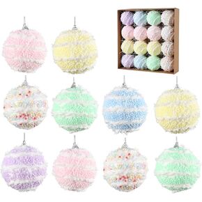 16 قطعة مجموعة زخرفة كرة شجرة عيد الميلاد الباستيل، 3.15 بوصة لون باستيل مقاوم للكسر بريق فوم عيد الميلاد المعلق كرة زينة حلوة تحت عنوان شجرة عيد الميلاد ديكور عطلة رأس السنة الجديدة in Kuwait