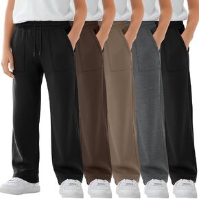 5 Pack Boys Baggy Sweatpants Straight Leg Open Bottom Pants Spring Lightweight Drawstring Trousers with Pockets in Kuwait