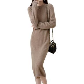 Sweater Dress Women's 100% Merino Wool O-Neck Long Raglan Sleeved Knitted Pullover Crewneck Tops in Kuwait