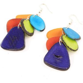 Dangle Earrings made of Eco Tagua Nut, Handmade Artisan Funky Jewelry for Women in Kuwait