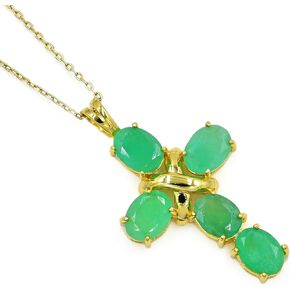 Emerald Holy Cross Pendant Necklace for Women | 925 Sterling Silver Holy Cross with 6x8 MM Oval Cut Emerald Gemstone | 5.60 Carat Gemstone Jewelry | Faith Necklace | Gift For Her, Gift For Women, Wedding, Engagement in Saudi Arabia
