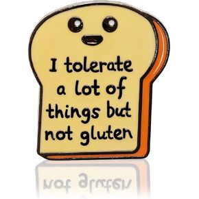 Funny Enamel Pin,I Tolerate a Lot of Things But Not Gluten Brooch Badge,Cartoon Bread Shape Lapel Pins,Toast Badge Holder for Hats/Backpacks/Clothes,Food Allergy Humor Decorative Jewelry Accessories in Kuwait