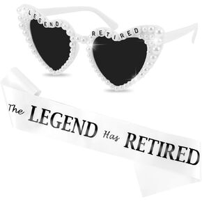 نظارات شمسية من The Legend Has Retired وشاح وقلب للنساء، ديكورات حفلات التقاعد، هدايا التقاعد للنساء، مستلزمات الحفلات in Kuwait