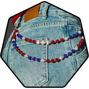 Navoky Baseball Pants Chain Wallet Chain Layered Rhinestone Beads Pocket Chains Punk Jewelry For Women Men in Kuwait