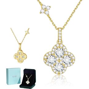 MOOSEA 2.48CT Moissanite Four Leaf Clover Necklace, 925 Sterling Silver Lab Created Moissanite Necklace, Anniversary Birthday Gifts for Women Jewelry Gifts for Wife Mom Girlfriend Daughter in Kuwait