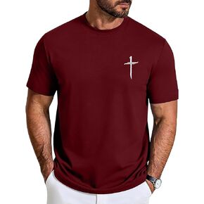 تي شيرت Aiyino رجالي Christian Cross خفيف الوزن كاجوال برقبة دائرية وأكمام قصيرة تي شيرت إيماني لعطلة نهاية الأسبوع في الكنيسة in Kuwait