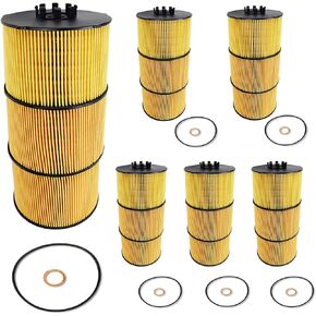 6 قطعة مجموعة فلتر زيت التشحيم متوافق مع شاحنات الشحن والحافلات الغربية ستار شاحنة 114SD 122SD كاسكاديا L6 2009 2010 2011 2012 2013 2014 2015 2016 2017 2018 2019 2020 A4731800909 in Kuwait