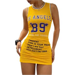 فستان جيرسيه نسائي برسومات جرافيكية، فستان Y2k بياقة دائرية بدون أكمام، فساتين ضيقة بدون أكمام، ملابس الشارع in Kuwait