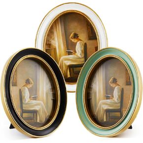 Novabright 3 Pack 5x7 Inch Vintage Picture Gold Oval Frame Set, Elegant Antique Photo Frames with Glass Front, Photo Display for Wall Hanging or Tabletop, Gift Ideas, Multicolour in Kuwait