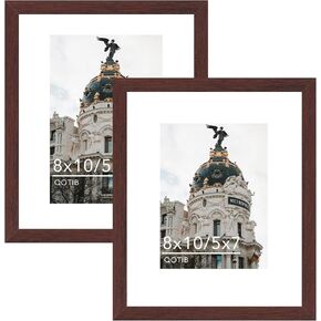2 Packs 8x10 Picture Frame with 5x7 Mat Brown, Display 5x7 with Mat or 8x10 Without Mat, 8 by 10 Photo Frame, 8 x 10 Photo Frame for Wall Hanging and Tabletop Display, Brown in Kuwait