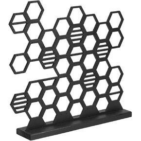 حامل أقراط على شكل قرص العسل قطعة واحدة - منظم أقراط متعدد الوظائف وحامل عرض مجوهرات للأقراط وأزرار الأذن والخطافات، تخزين سطح المكتب متين وأنيق (أسود) in Kuwait