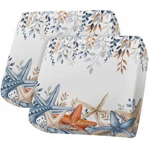 Blue Coastal Sofa Couch Cushion Covers Washable, Removable Stretchable Sectional Couch Covers, Slipcovers for L & T Shape Sofa Furniture Protector M Size 1 pc Summer Beach Starfish Weeping Eucalyptus in Kuwait