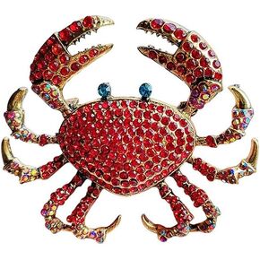 Rhinestone Crab Brooch Pin for Women Girls Fashion Crystal Animal Brooches Lapel Pins Shiny Holiday Vacation Christmas Gift for Theme Party in Kuwait