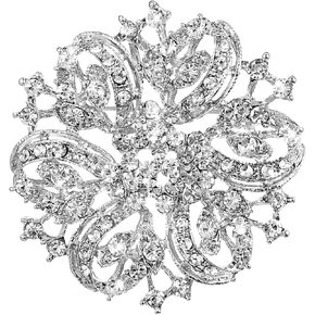 Crystal Rhinestone Brooch for Women, Silver Rhinestone Brooch Pins Twisted Petals Flower Broochs Jewelry Pins Bridal Corsage Brooches for Women Bridal Wedding Bouquet Gift in Kuwait