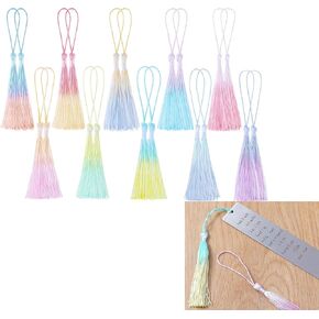 15Pcs Mini Tassels Bookmark for Crafts, 5 Inch 10 Colors Silky Soft with Cord Loops Handmade for DIY Keychain Jewelry Making in Kuwait