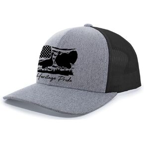 Heritage Pride Ocellated and Wild Turkey Distressed American Flag Mens Embroidered Mesh Back Trucker Hat in Kuwait