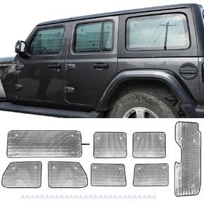 8-Pack for Jeep JL Windshield Sunshade Front & Side & Rear Window Sun Shade Sunscreen Heat Insulation Sun Visor Sun Reflector Fits 2018-2024 Wrangler JLU 4-Door Privacy in Kuwait