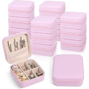 12 PCS Mini Travel Jewelry Case, Travel Jewelry Boxes Bulk Portable Bridesmaid Proposal Boxes Exquisite for Stud Earrings, Earrings, Rings, Necklaces, Bracelets, Brooches-Pink in Kuwait