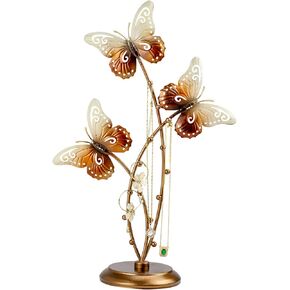 حامل شجرة المجوهرات على شكل فراشة ذهبية - منظم عرض المجوهرات المعدنية للأقراط والقلائد والخواتم، رف حامل المجوهرات للمنضدة، هدية الزفاف والديكور المنزلي للنساء (الفراشة الذهبية) in Kuwait