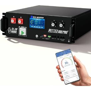 ECO-WORTHY (Cubix 100 Pro) بطارية ليثيوم LiFePO4 بقوة 48 فولت 100 أمبير في الساعة، خلايا مقاومة لدرجات الحرارة المنخفضة، شاشة LED، اتصال بلوتوث وواي فاي، لتخزين الطاقة الشمسية، الطاقة الاحتياطية المنزلية in Kuwait