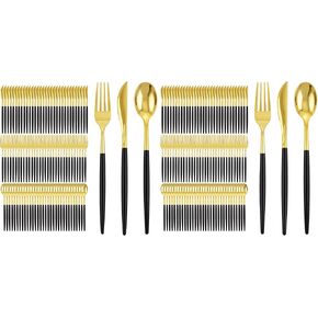 I00000 144Pcs Gold Plastic Silverware,Heavy Duty Gold Plastic Cutlery Disposable Flatware,Gold Plastic Utensils Set Includes 48 Gold Forks,48 Gold Knives,48 Gold Spoons for Wedding and Party in Saudi Arabia