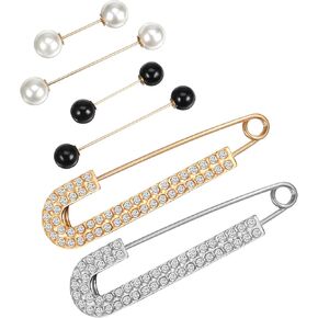 6 قطع دبابيس ودبابيس للنساء، مجموعة دبوس شال بروش اللؤلؤ، مشابك سترة، مشابك قميص ريترو، دبابيس وشاح مزخرفة، مشبك مشد للخصر للقبعات والملابس in Kuwait