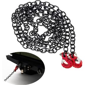 خطاف سحب RC من سبائك الألومنيوم CNC، خطافات ونش زاحفة مع سلسلة لـ SCX10 Tamiya D90 D110 TF2 TRX4 CC01 إلخ 1/10 RC الزاحف، نماذج الطرق الوعرة والاسترداد (خطاف أحمر مع سلسلة سوداء) in Kuwait