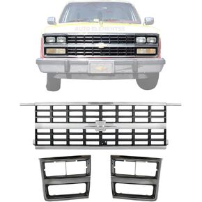 Grille Assembly Silver + Headlight Bezel Trims For 1989-1991 Chevrolet Suburban Blazer/R/V Series Direct Replacement in Kuwait