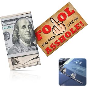 Bad Parking Cards, 50Pcs You Parked Like an Ahole Cards, Funny Spot Foul Card Look Like $100 Money from a Distance, Leave Them Under Vehicle Wipers of Horrible Idiot Drivers! in Kuwait