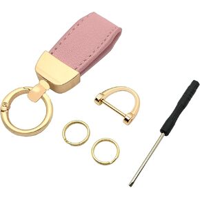 سلسلة مفاتيح جلدية للسيارة، حامل مفاتيح عالمي، ملحقات سلسلة مفاتيح السيارة مع حلقة على شكل حرف D مضادة للفقدان وحلقات مفاتيح للنساء والرجال (أسود) in Kuwait