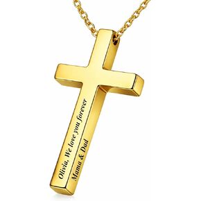 Personalized Cross Necklace for Women, Custom Christian Jewelry, Engraved Gold or Silver Cross Pendant, Faith Gift for Mom, Nana, Birthday in Kuwait