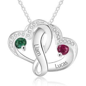 GLAMCARAT قلادة جوهرة الميلاد للنساء مع أحجار الميلاد قلادة مخصصة مخصصة - الصلبة 925 قلادة من الفضة المنقوشة للأم، الأم، الزوجة، الصديق، الأخت الجدة مجوهرات الذكرى السنوية للأمهات in Kuwait