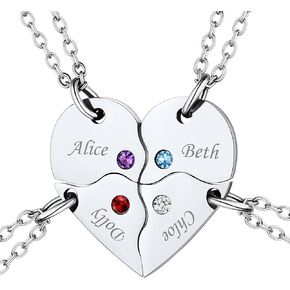 Custom4U شخصية الذهب BFF قلادة لمدة 3 قطع انقسام القلب مطابقة الصداقة القلائد زوجين 14K مطلية بالذهب 925 الفضة الاسترليني قلادة هدايا مخصصة لأفضل صديق المرأة in Kuwait