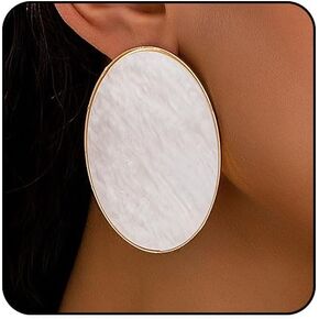 White Statement Earrings for Women Black Blue Red Acrylic Earrings Big Oval Round Earring Large Chunky Earrings Irregular Geometric Drop Dangle Earring Chunky Jewelry in Kuwait