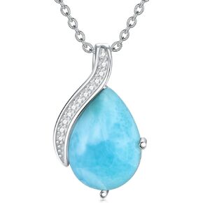 Natural Larimar Pendant NecklacesSterling Silver, Genuine Blue Larimar Necklace Ocean Beach Necklace for Women in Kuwait