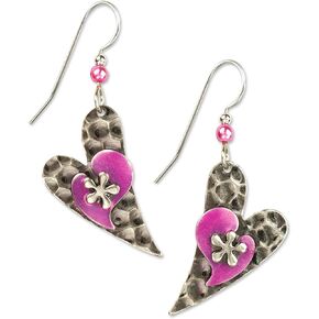 Silver Forest Hammered Heart Dangle NE-0617 in Saudi Arabia