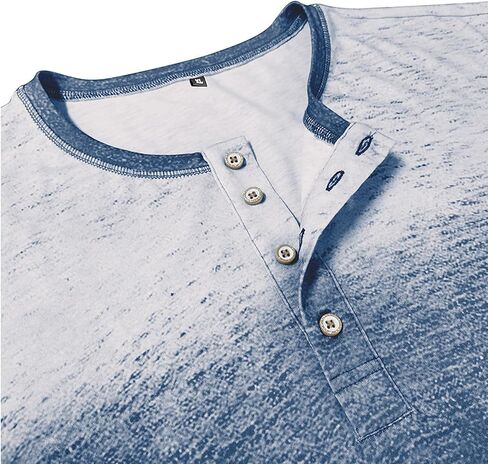 Nuofengkudu Mens Henley Shirts Long Sleeve Color Block T Shirt Casual Vintage Tee Button Pullover Shirts Tops in Saudi Arabia