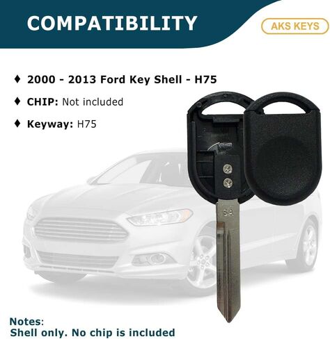 New Replacement Uncut Blank Key Shell for Ford with Keyway H75 No Chip Compatible with 2000 - 2013 Crown Victoria Expedition Explorer Taurus Escape Focus E F-Series Fusion and More (1) in Saudi Arabia
