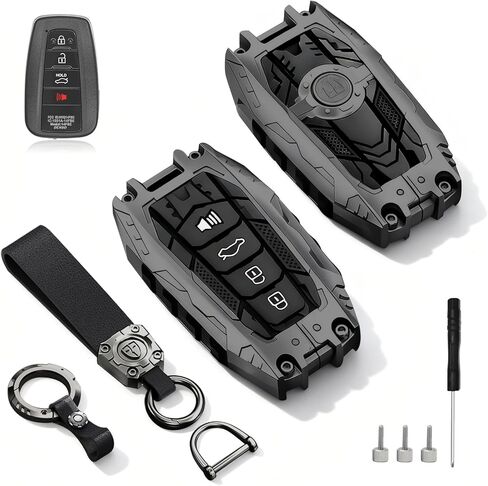Heavy Key Fob Cover Protector Compatible with Toyota 2018-2024 Corolla RAV4 Camry C-HR Avalon Prius GT86 2020-2023 Highlander ,2/3/4 Buttons Keychain (Black, Model-B) in Kuwait