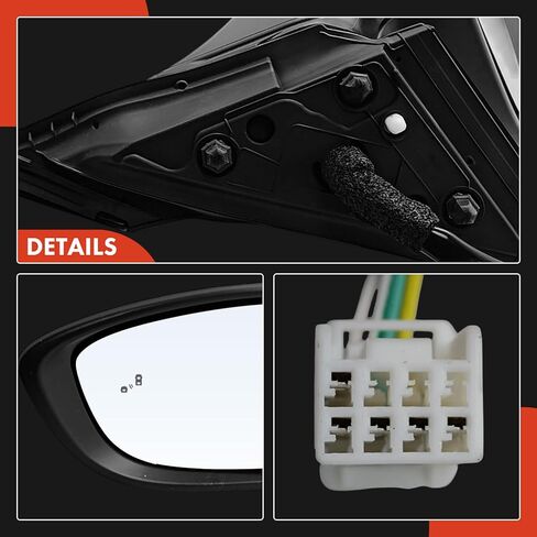 A-Premium Driver Side Power Door Mirror - Compatible with Honda Accord 2023 2024 - Non-Heated Manual Folding Black Outside Rear View Mirror with Blind Spot Detection in Saudi Arabia