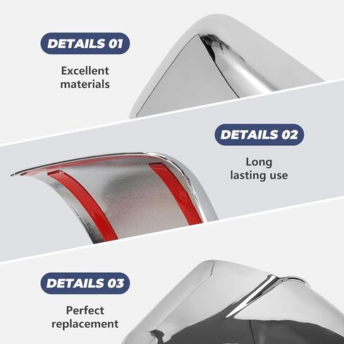 1 Pair Chrome Mirror Cover Caps Top Half Left & Right fits Ram Classic 2009-2018 and Ram 1500 1500 2019-2024 Plated With Turn Signal Cut-Outs in Kuwait