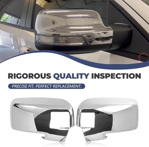 1 Pair Chrome Mirror Cover Caps Top Half Left & Right fits Ram Classic 2009-2018 and Ram 1500 1500 2019-2024 Plated With Turn Signal Cut-Outs in Kuwait