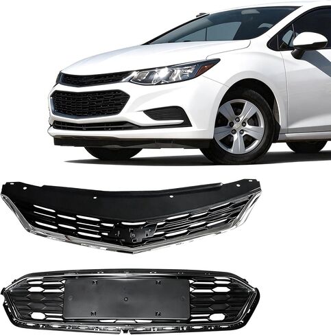 2 قطعة الشبكة الأمامية العلوية والسفلية مع حواف من الكروم متوافقة مع 2016-2018 شيفروليه كروز 1.4L 1.6L 1.8L in Kuwait