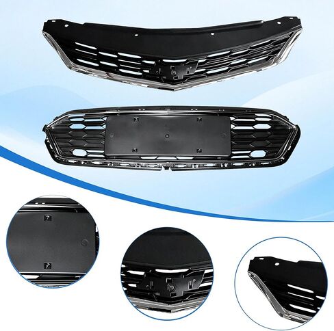 2 قطعة الشبكة الأمامية العلوية والسفلية مع حواف من الكروم متوافقة مع 2016-2018 شيفروليه كروز 1.4L 1.6L 1.8L in Kuwait